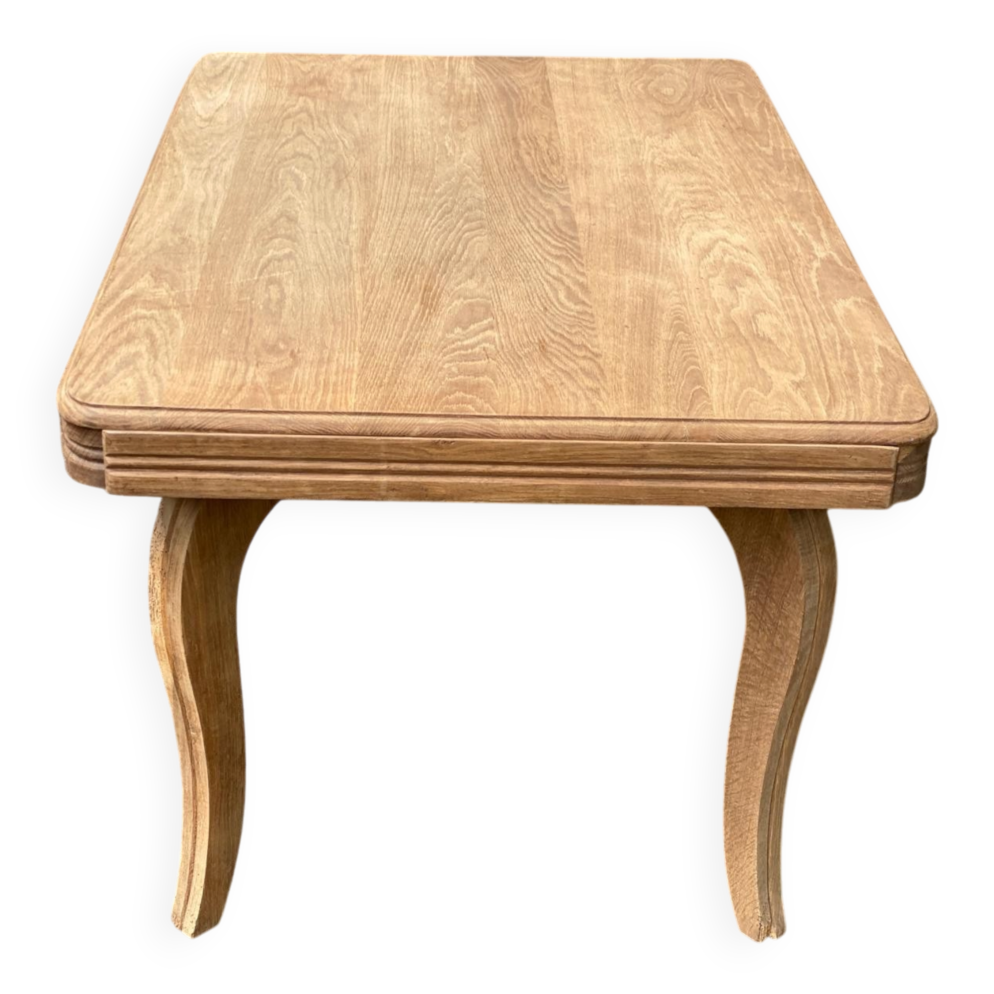 Renovated Art Deco extendable dining table in solid oak and pine from the 1960s.