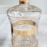 Blown glass decanter with golden borders