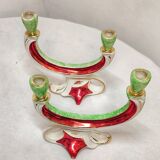 Painted ceramic chandeliers. France, 1950s.