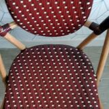 Vintage Parisian bistro armchair in rattan/bamboo and woven nylon.