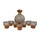 Carafe et verres en verre rose