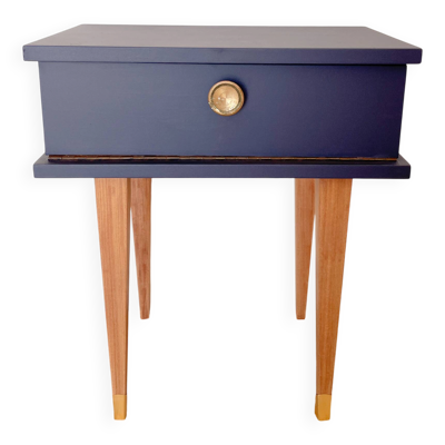 Chevet vintage, pieds fuseaux - Bleu de Sèvres