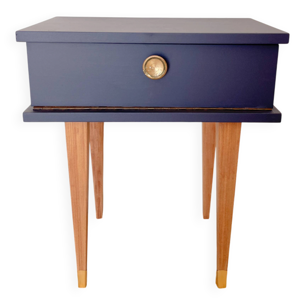 Chevet vintage, pieds fuseaux - Bleu de Sèvres
