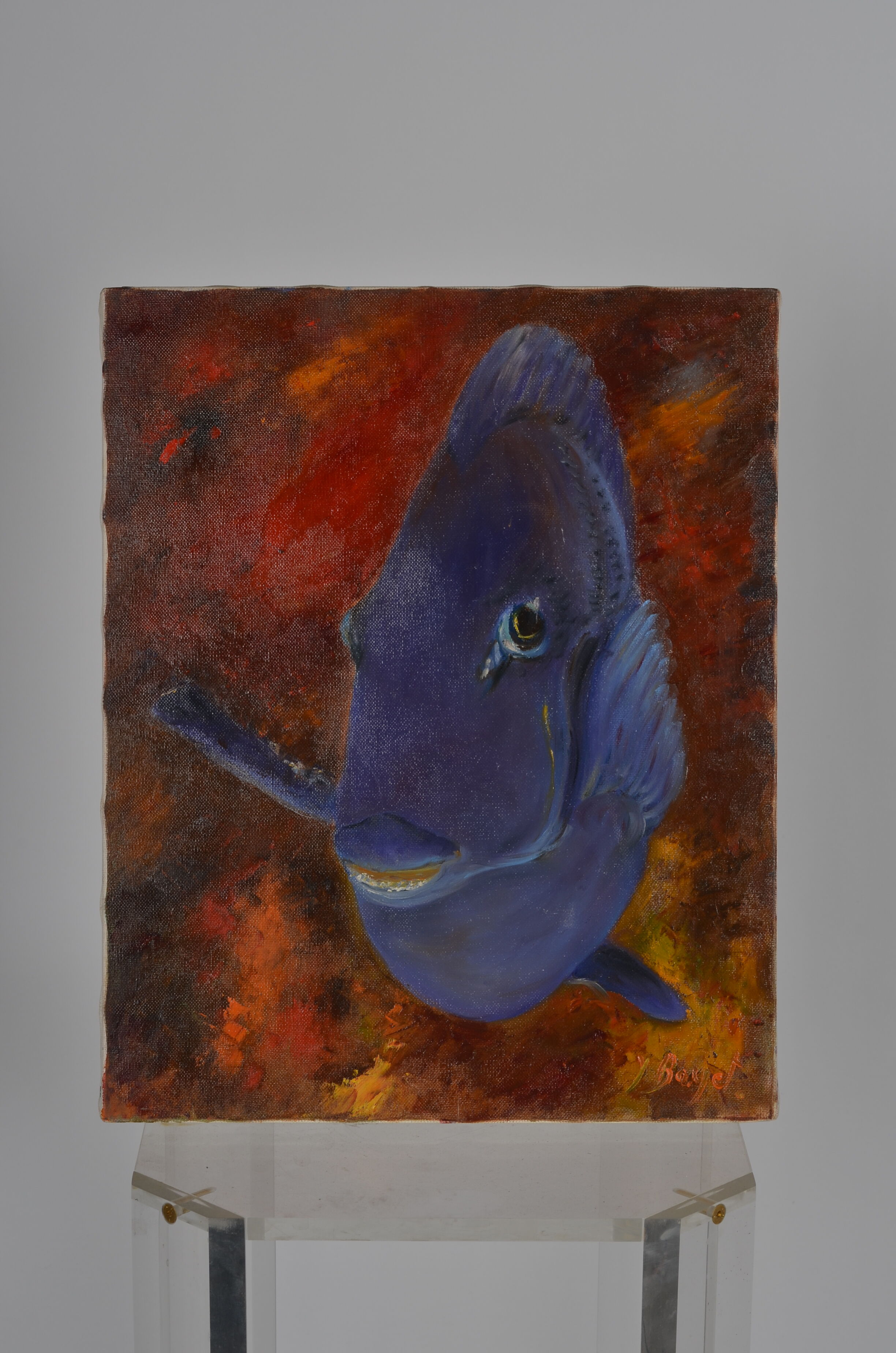 Oil on canvas blue surgeon fish