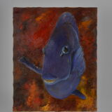 Huile sur toile poisson chirurgien bleu