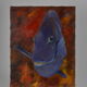 Huile sur toile poisson chirurgien bleu