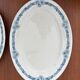 Set of 2 oval dishes, Longchamp ironstone, Denise model, blue flower.