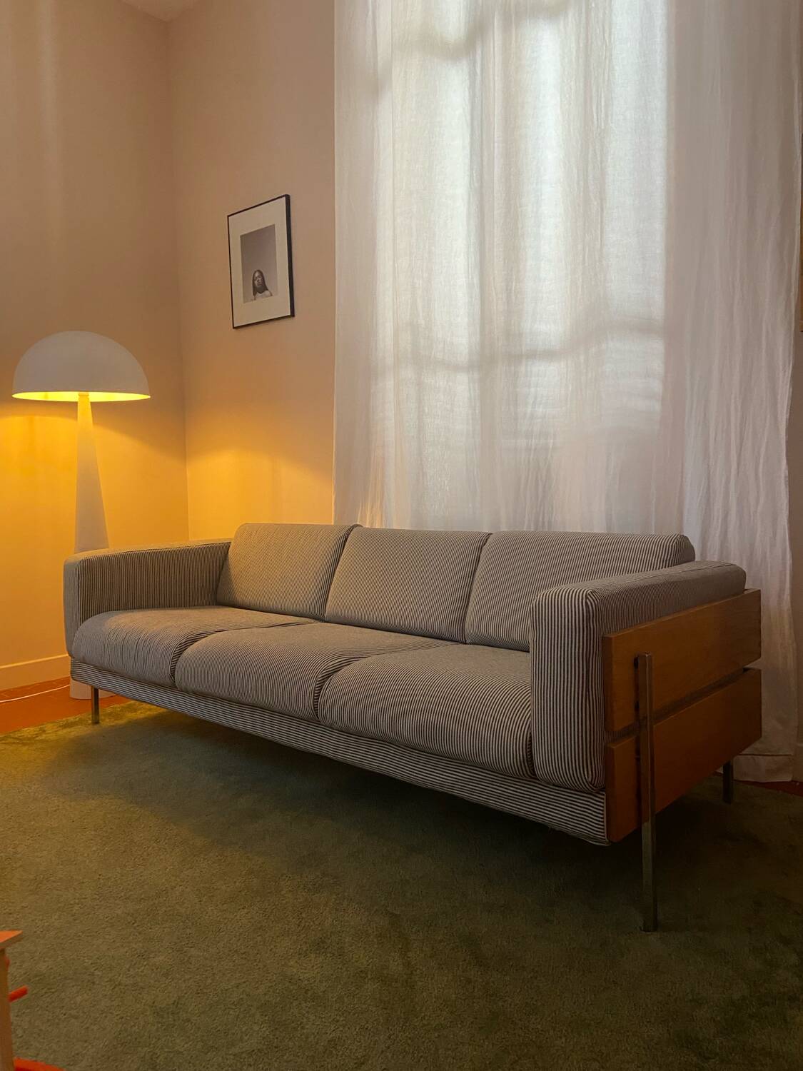 Habitat striped wood and metal sofa