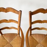 Paire de Fauteuils de campagne paillés