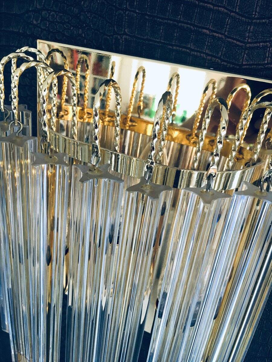 Hollywood Regency Style Glass & Brass Wall Lamp from Massive, Italy, 1980s