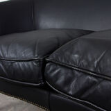 Black leather club sofa