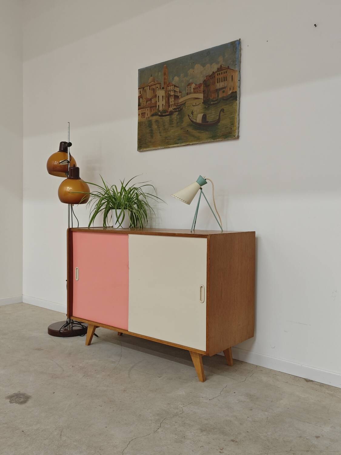 Wooden buffet U 452 pink by Jiri Jiroutek for Intérier Praha 1960