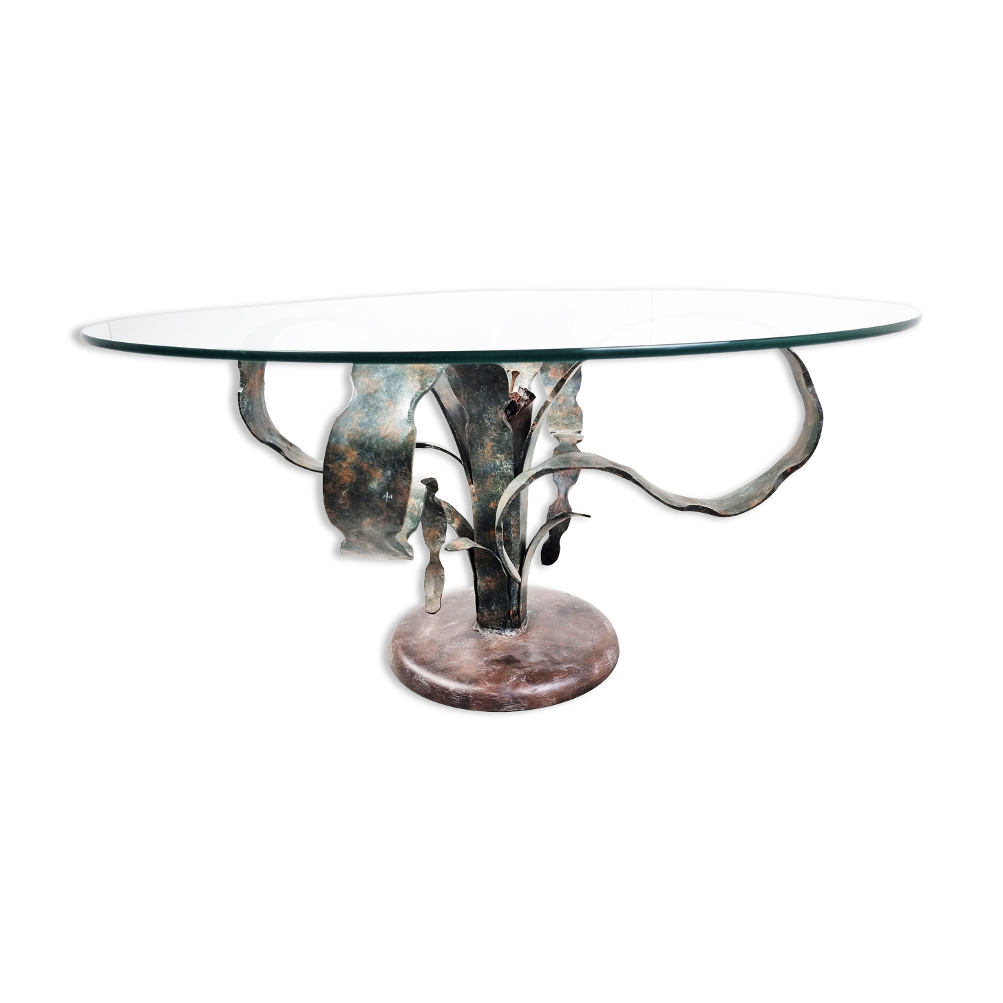 Sculpted steel flower coffee table, 1970s