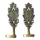 Set of 2 antique cast iron hooks for wall coat rack