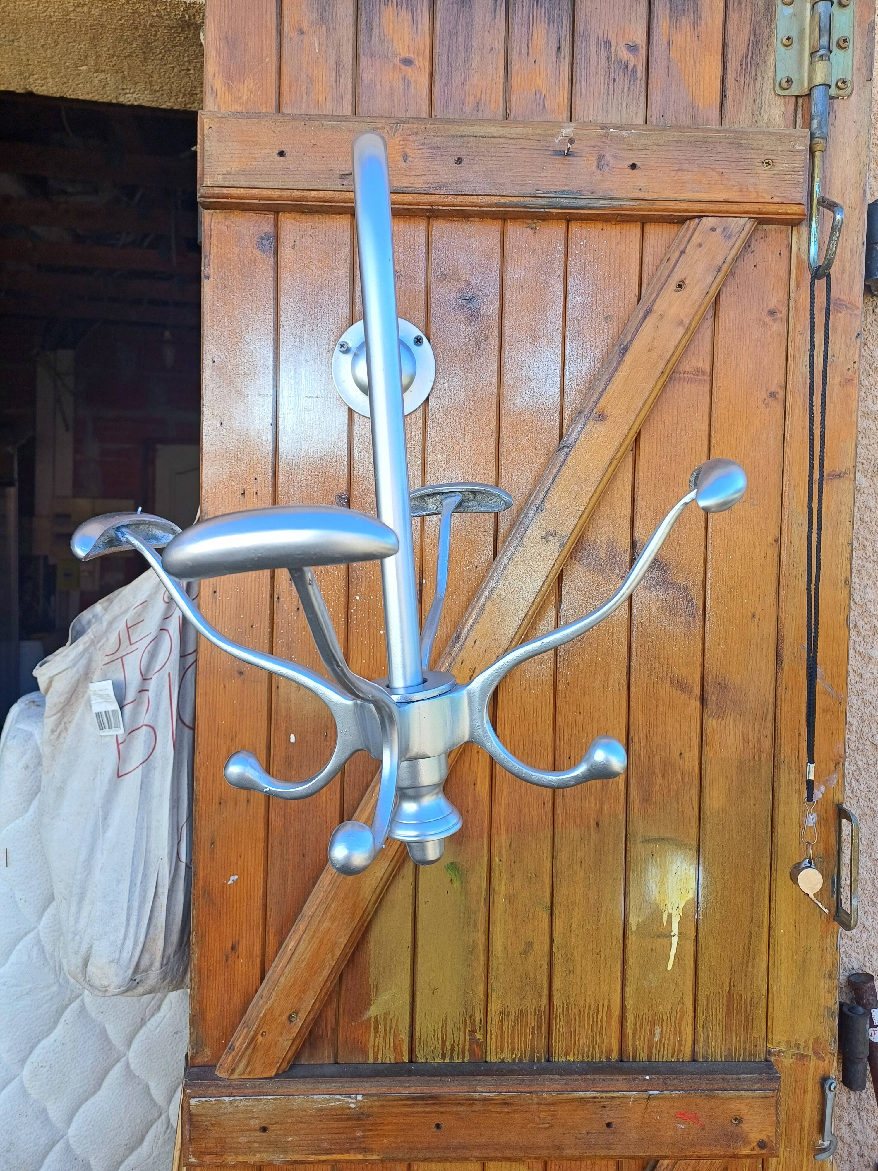 Chrome Metal Wall Coat Rack with Turnstile