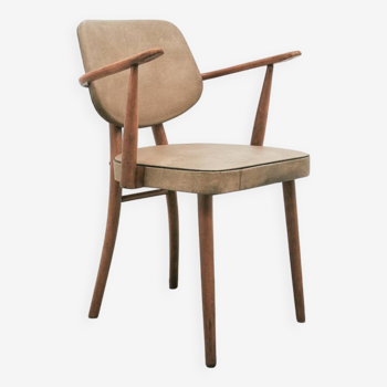 vintage brown skai chair Tijsseling