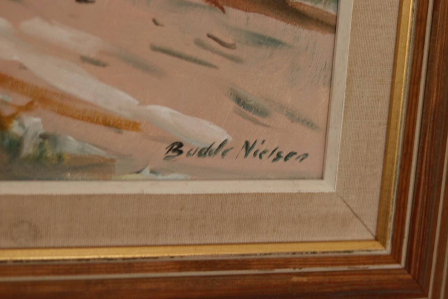 Huile sur toile suédoise – “Paysage” par Budde Nielsen – Signée et encadrée