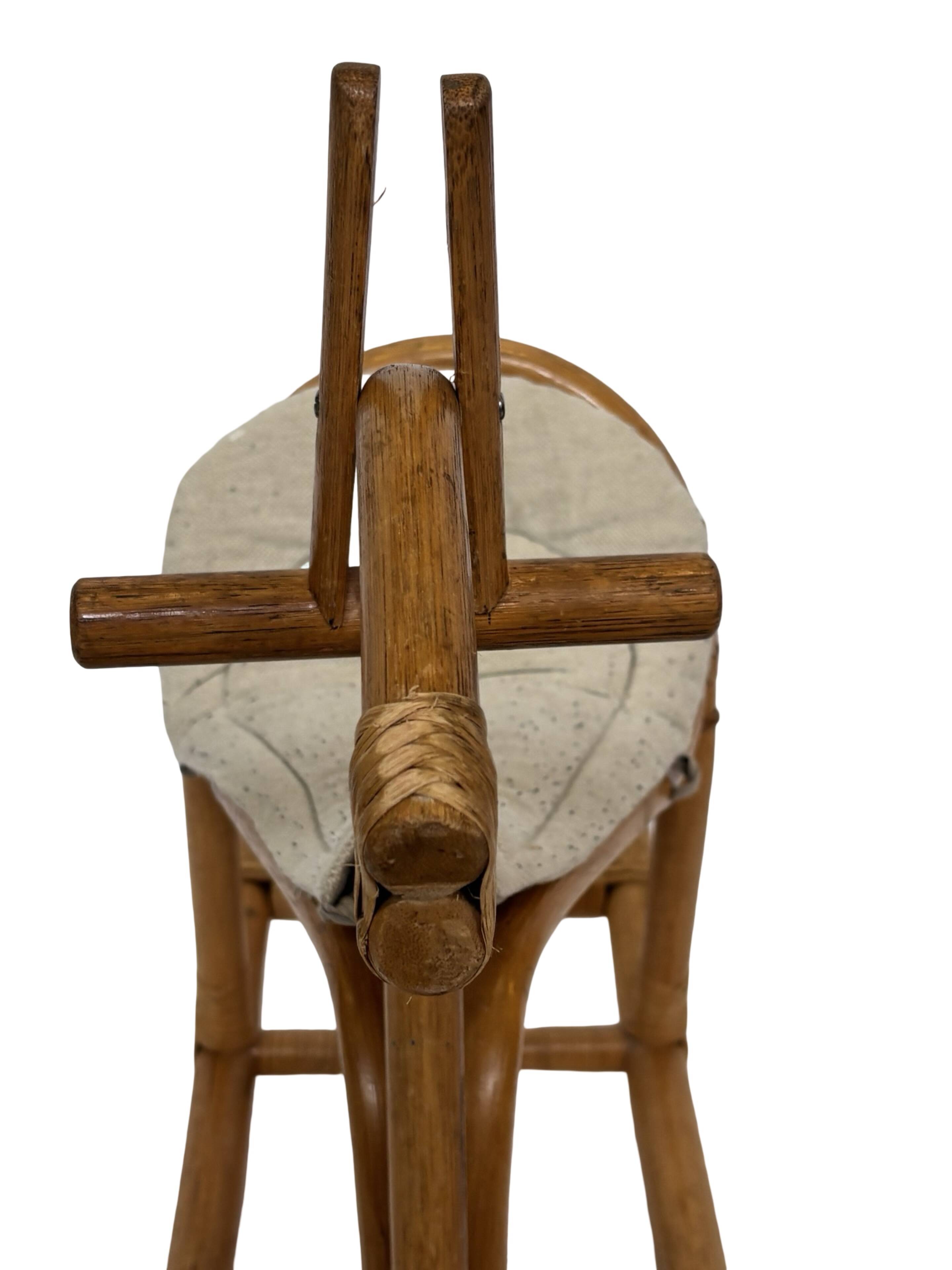 Vintage rattan rocking horse for a 1960s nursery design