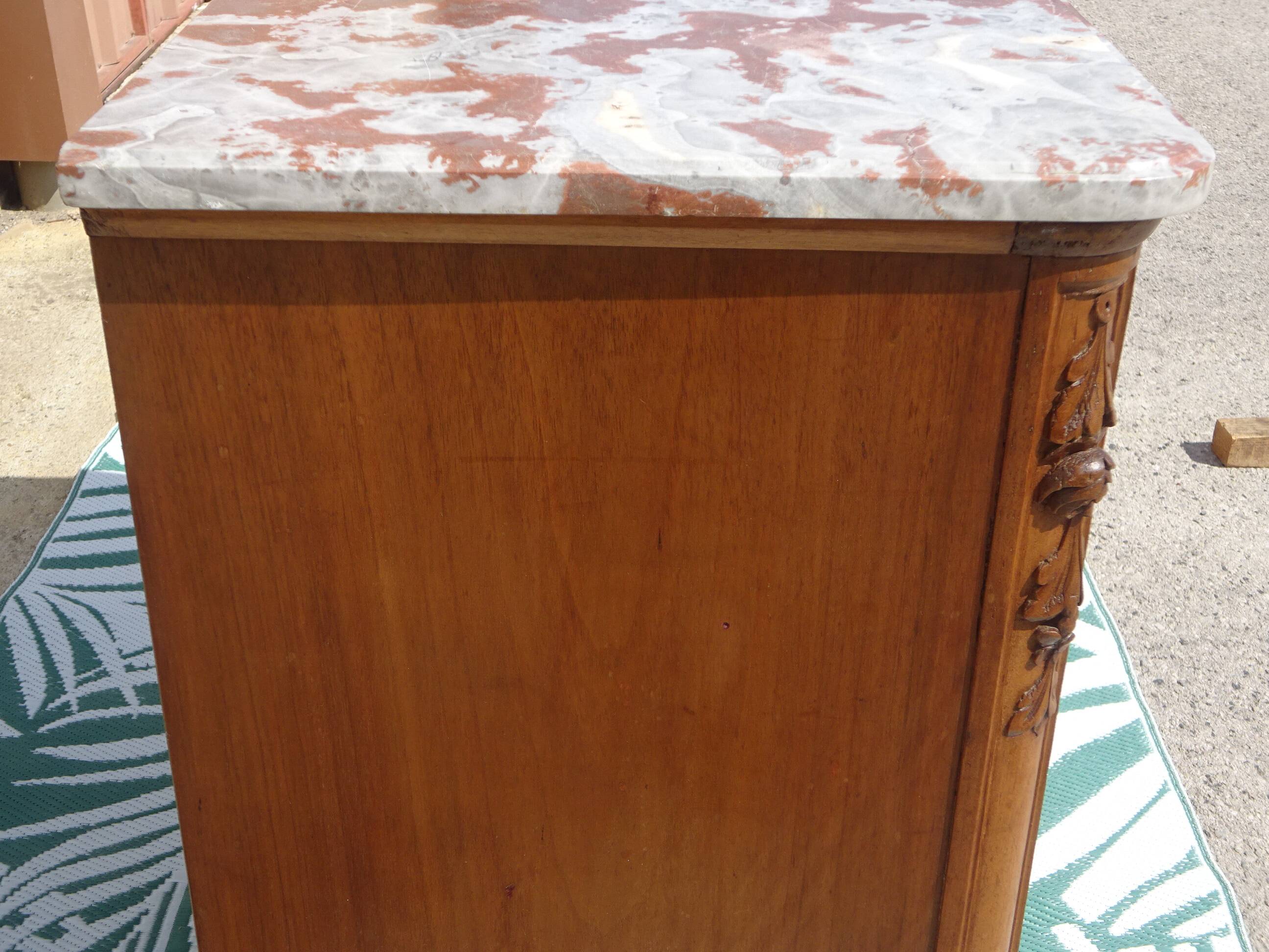 Art Deco walnut sideboard with marble top