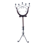 Floor candelabra in wrought iron and turned wood