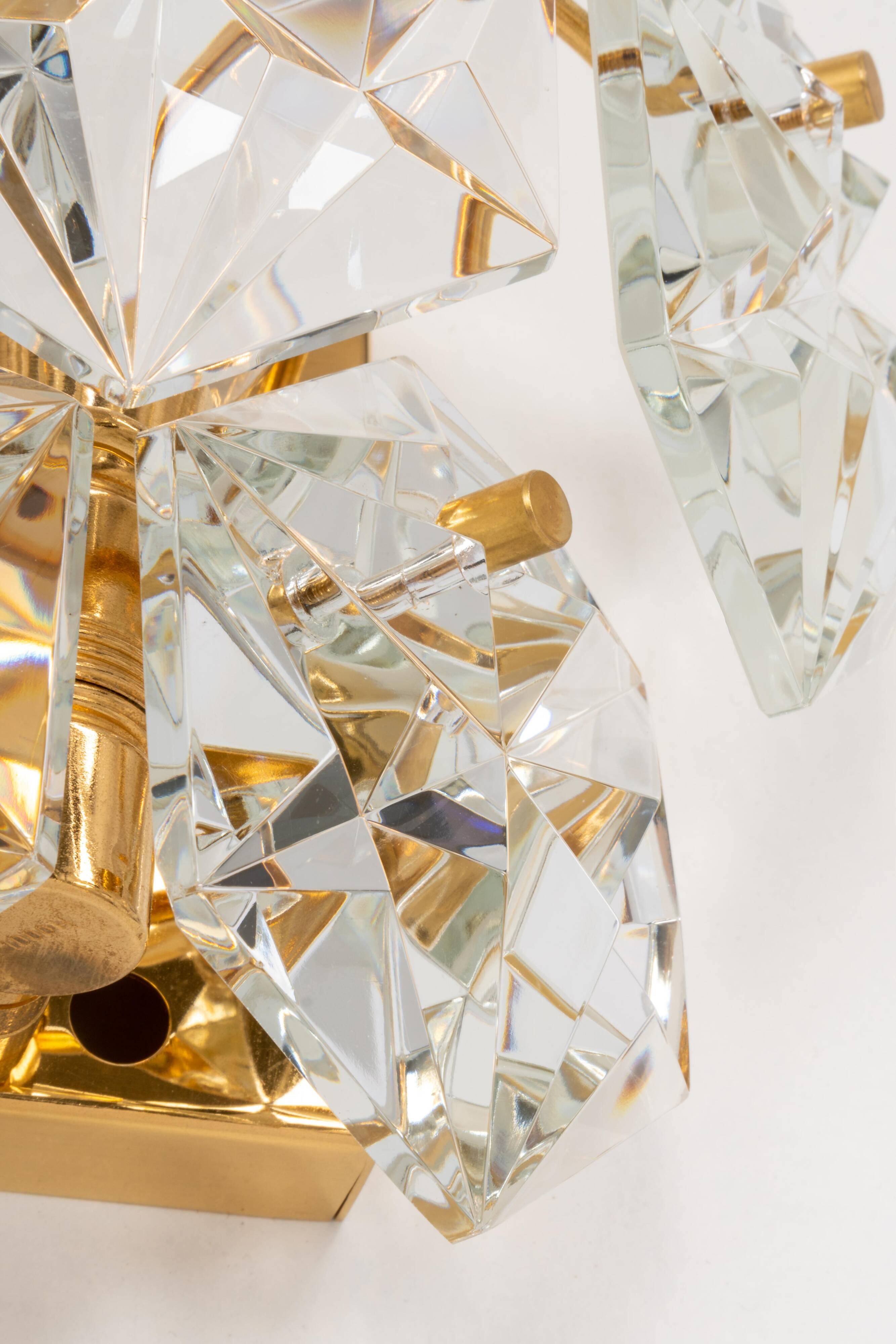 pair of crystal wall lights by Kinkeldey, Germany, 1970s.