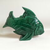 Green ceramic fish lejan art deco width 40 cm