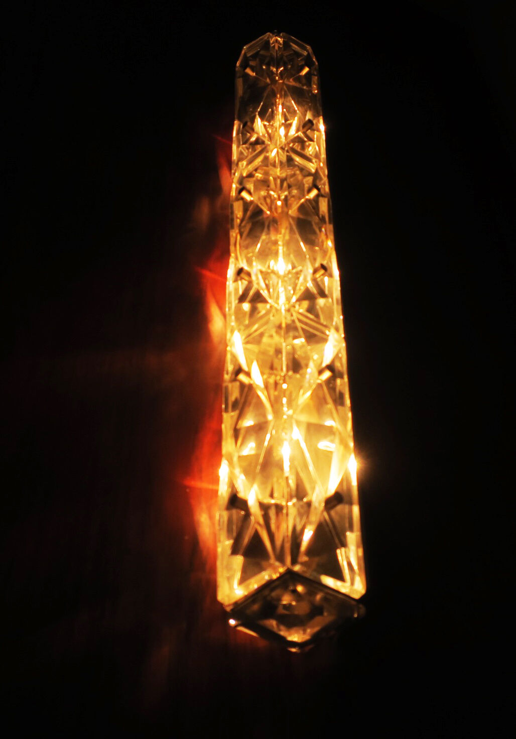 Kinkeldey faceted crystal long ceiling or wall light 1960s