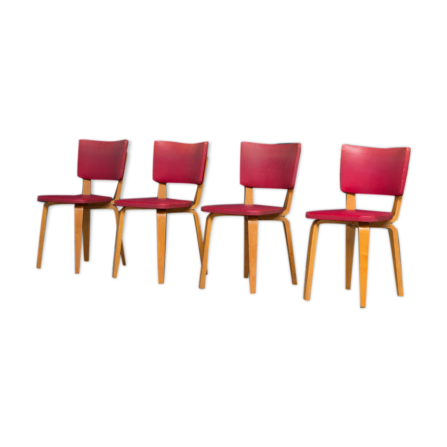 Set of 4 plywood dining chairs designed by Cor Alons ed. C. de Boer 1950
