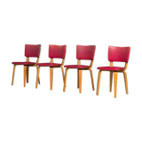 Lot de 4 chaises en plywood conçu par Cor Alons ed. C. de Boer, 1950