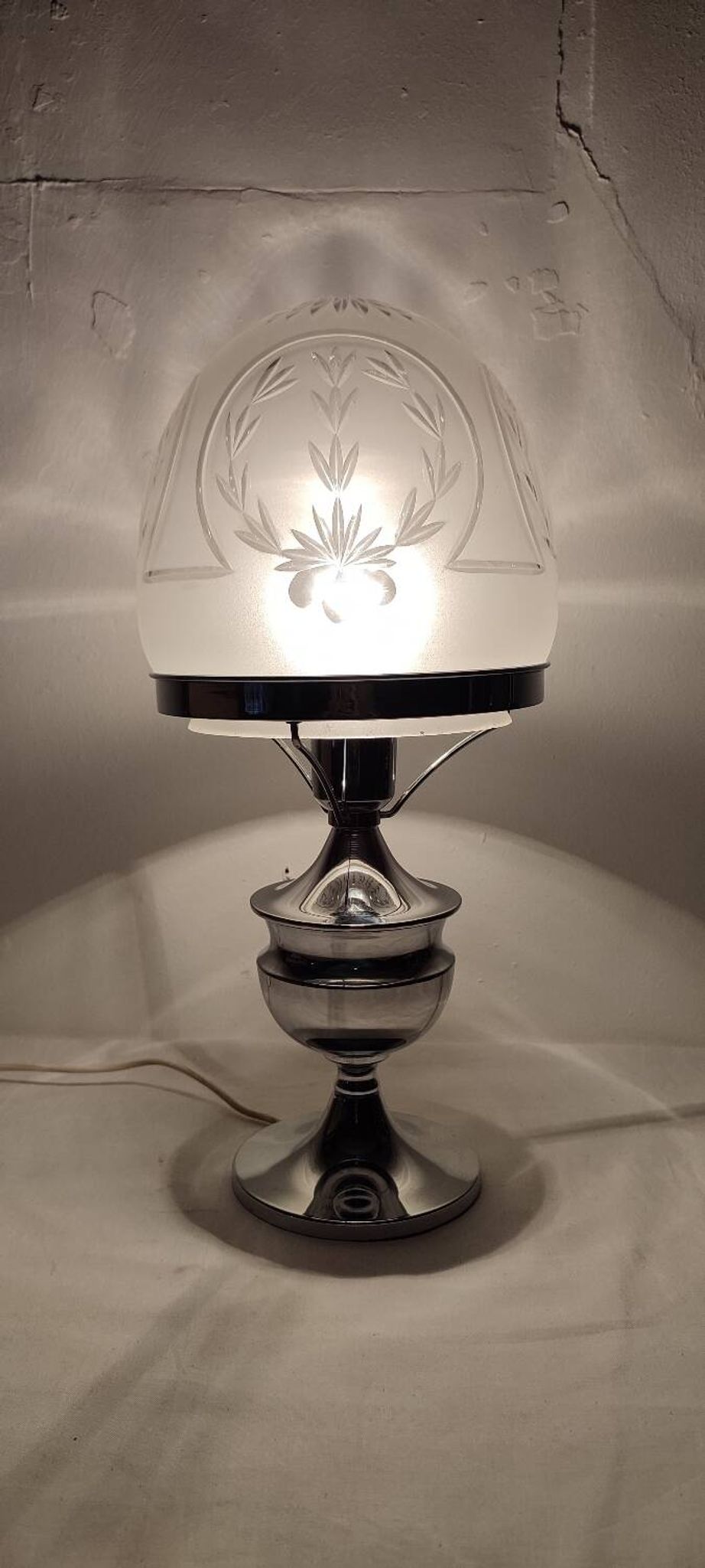 Lámpara de mesa de cristal. Spain, 1960s.