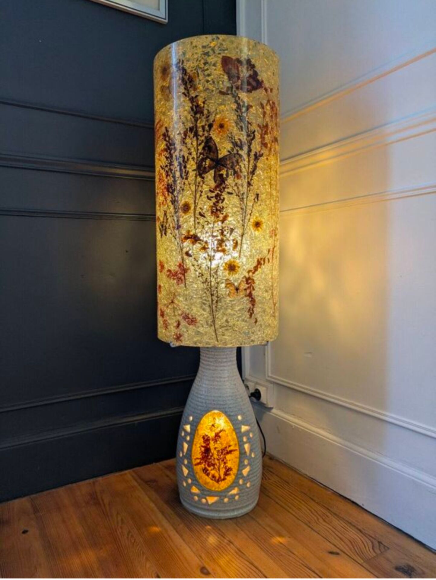 Lampe Accolay de sol rare et monumentale 116cm.