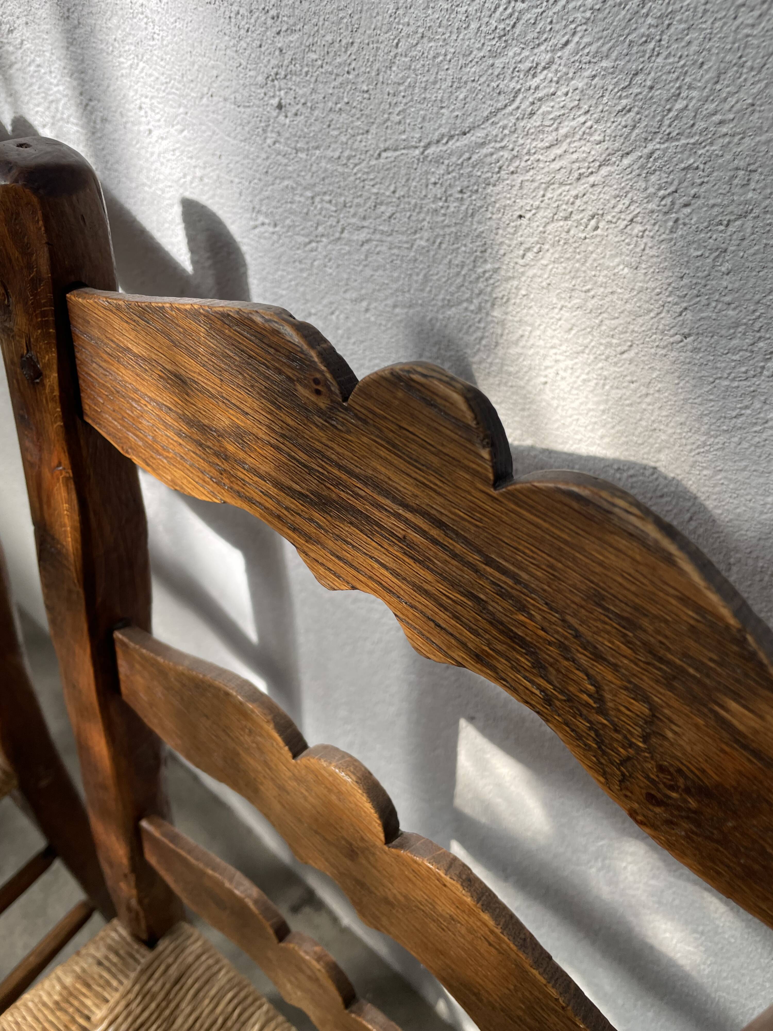 Rustic handcrafted oak chairs 1900