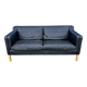 Danish vintage two and half seater black leather Stouby sofa 1960s