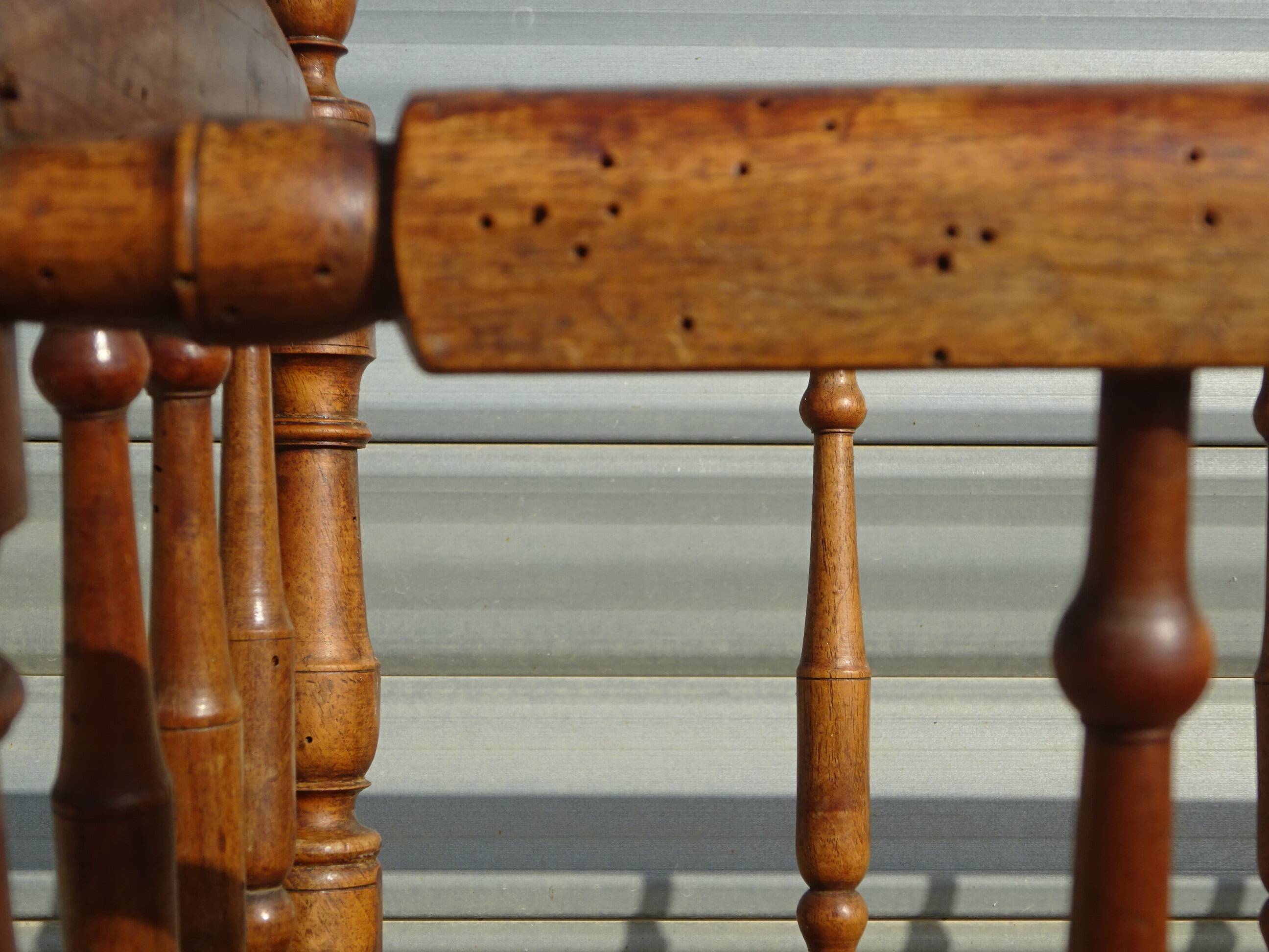 Old wooden cradle, all in walnut