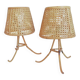 Mid-Century Bamboo and Cane Pair of Large Table Lamps By Louis Sognot, 1970s