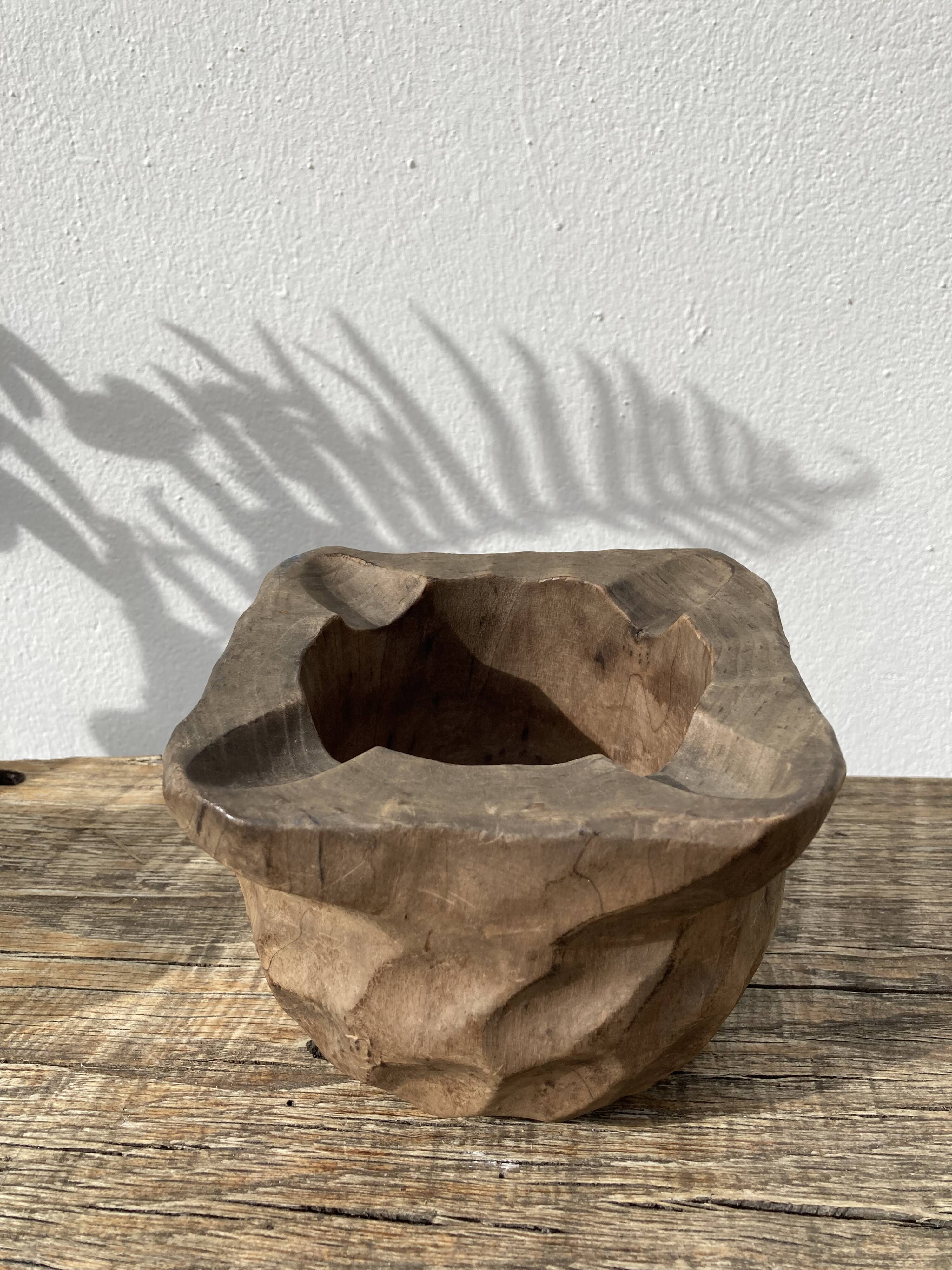 Wooden ashtray from the 1970s vintage brutalist style