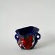 Ceramic vase / fat lava red, blue and white, 1970