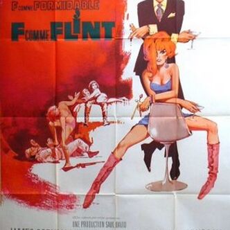 Affiche cinéma Fcomme Flint,originale 1967..fauteuil tulipe.120x160 cm