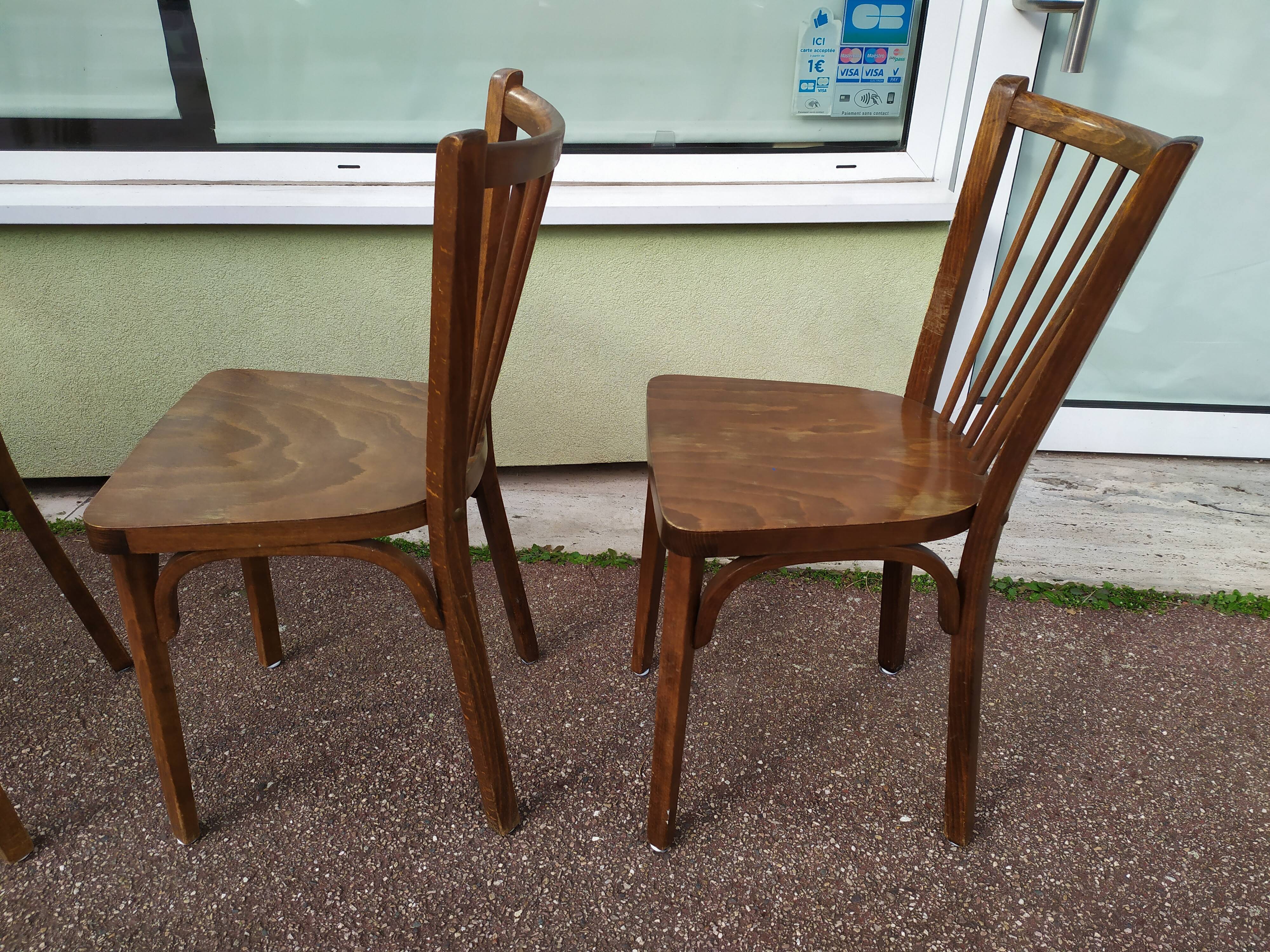 Lot de 4 chaises de bistrot bois Baumann