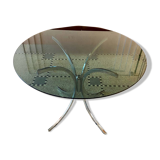 Italian round table in smoked glass 1970 Giotto Stoppino style