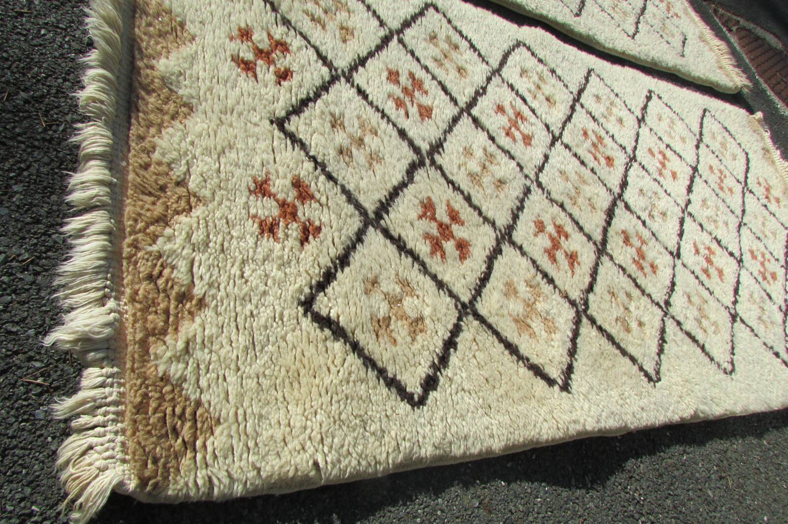 Pair of North African Berber style rugs, beige