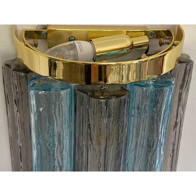 Applique contemporaine en verre de Murano bleu