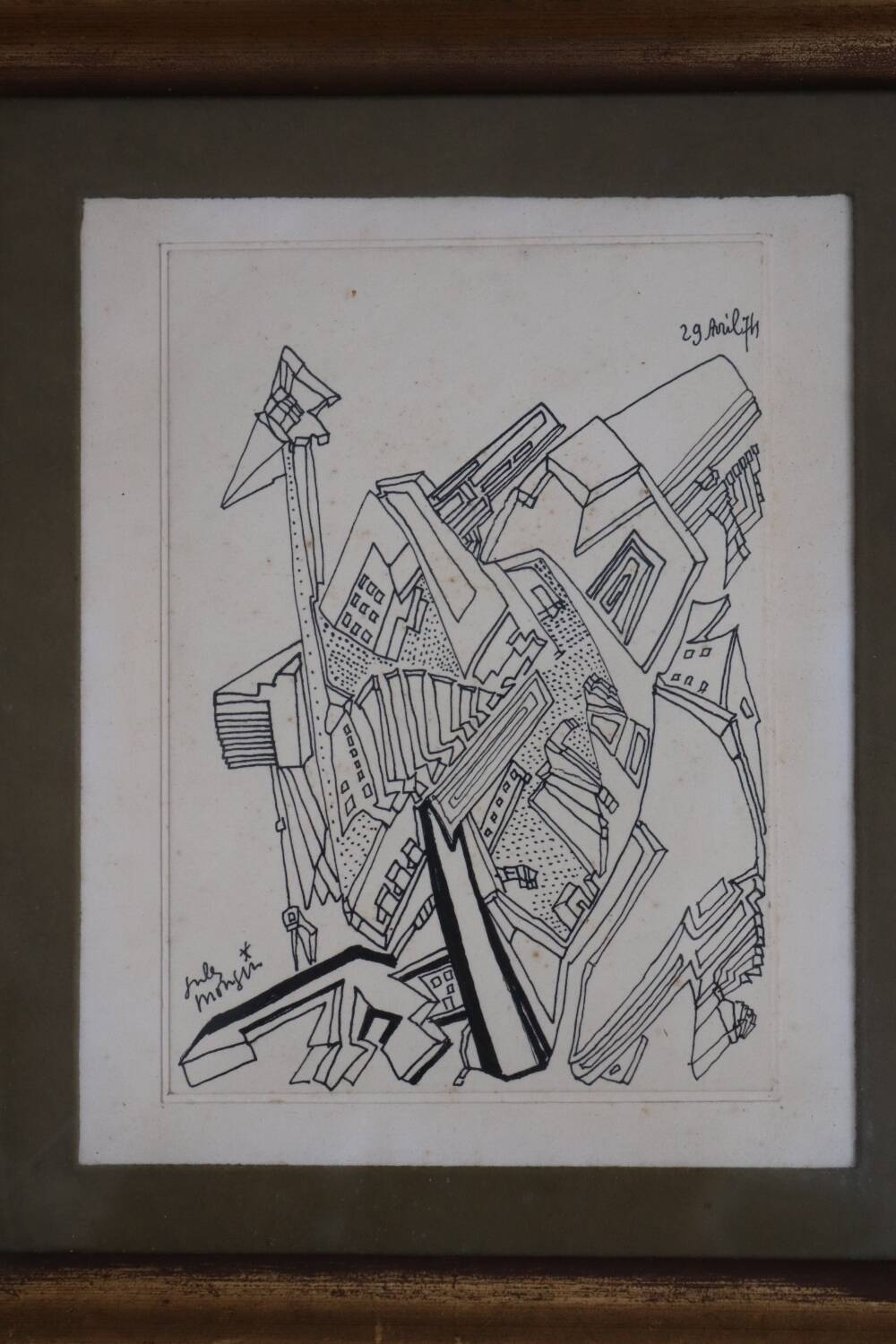 Painting drawing the city Jules Mougin, the poet postman Abstract art brut
