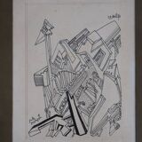 Painting drawing the city Jules Mougin, the poet postman Abstract art brut