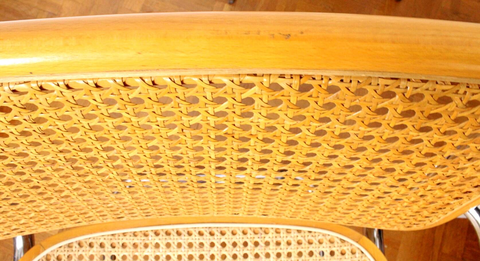 Fauteuil B64 en bois et cannage d'après Marcel Breuer