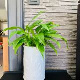 White vintage vase in opal glass