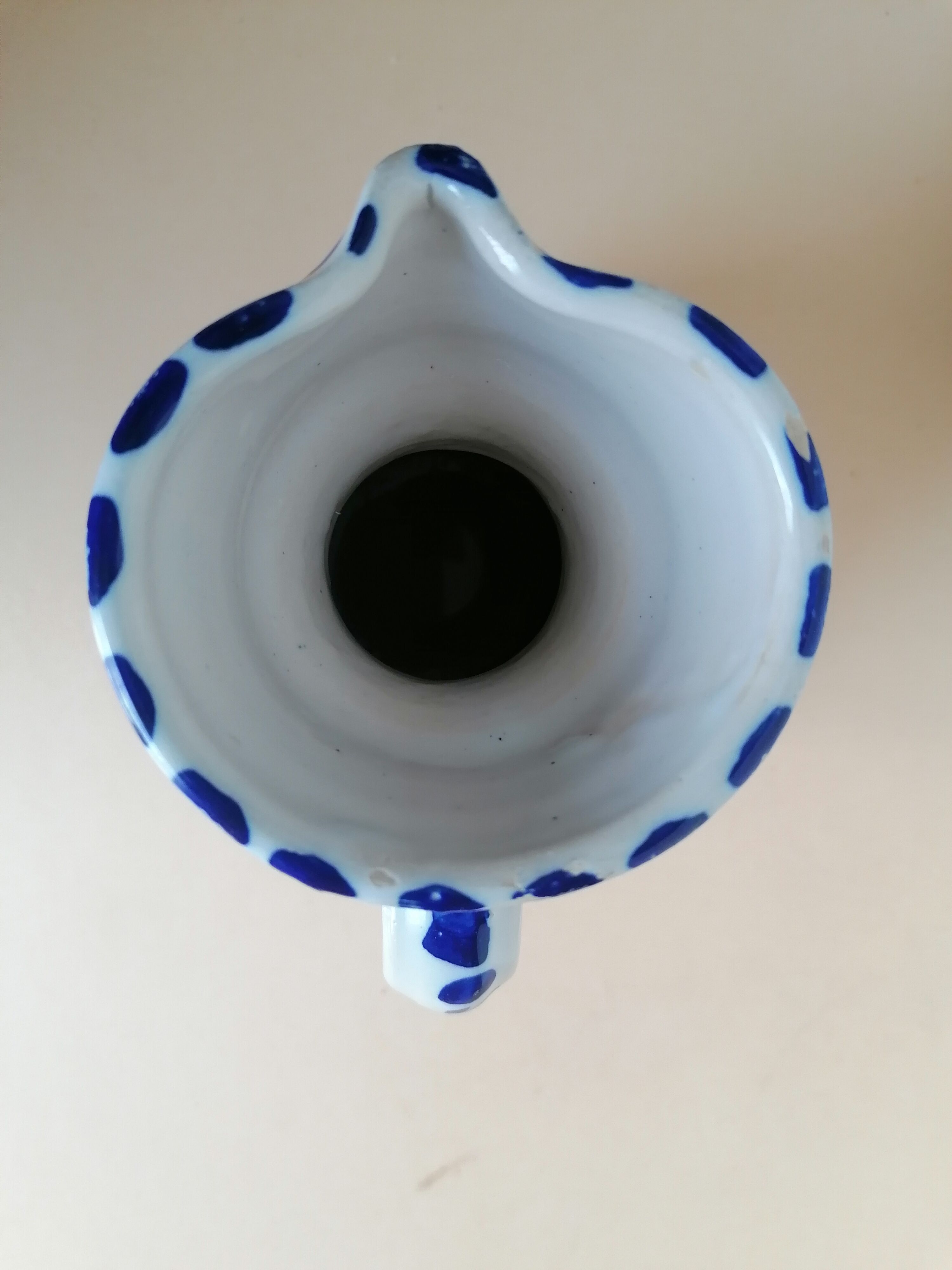 Pitcher glazed stoneware blue and white