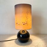 Vintage ceramic and painted silk lamp