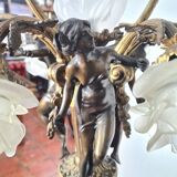 LOUIS XV style chandelier in gilded and patinated bronze with draped women