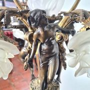 LOUIS XV style chandelier in gilded and patinated bronze with draped women